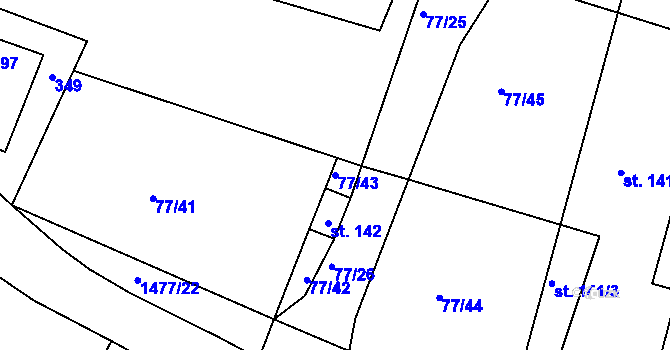 Parcela st. 77/43 v KÚ Smržov u Smiřic, Katastrální mapa