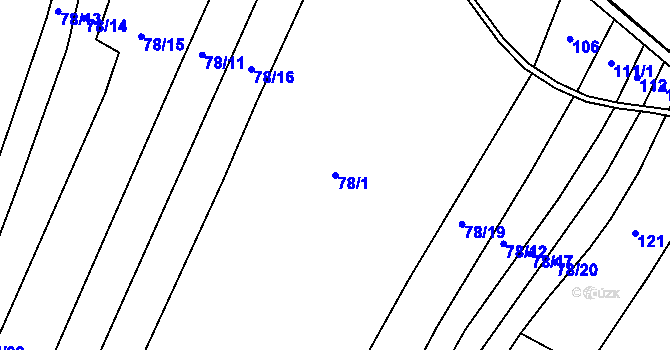Parcela st. 78/1 v KÚ Smržov u Smiřic, Katastrální mapa