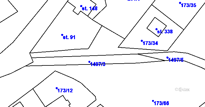 Parcela st. 173/102 v KÚ Smržov u Smiřic, Katastrální mapa