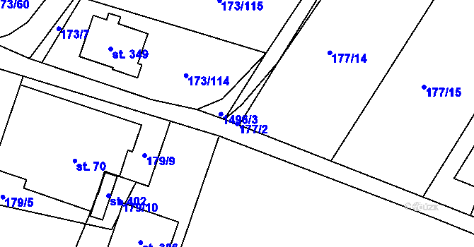 Parcela st. 177/2 v KÚ Smržov u Smiřic, Katastrální mapa