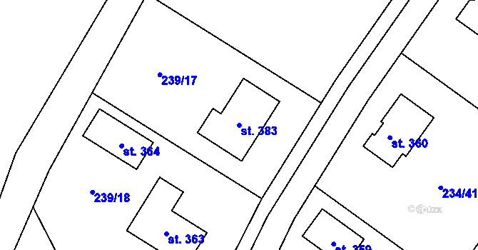 Parcela st. 383 v KÚ Smržov u Smiřic, Katastrální mapa
