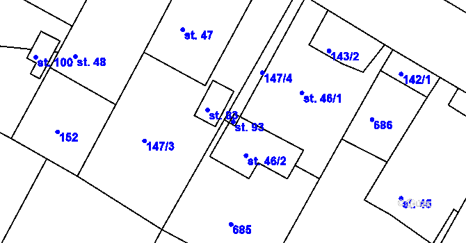 Parcela st. 93 v KÚ Smržovice, Katastrální mapa