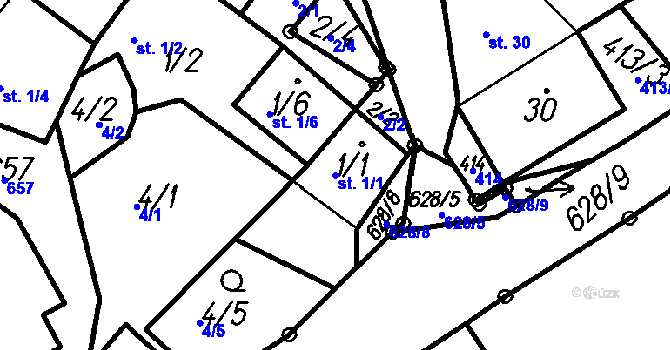Parcela st. 1/1 v KÚ Smržovice, Katastrální mapa
