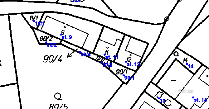 Parcela st. 11 v KÚ Smržovice, Katastrální mapa