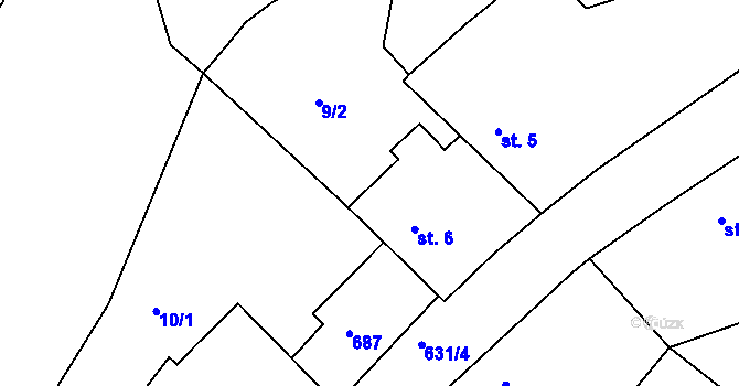Parcela st. 9/1 v KÚ Smržovice, Katastrální mapa