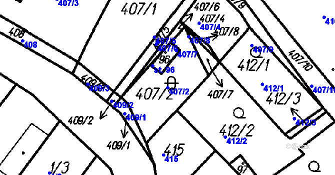 Parcela st. 407/2 v KÚ Smržovice, Katastrální mapa