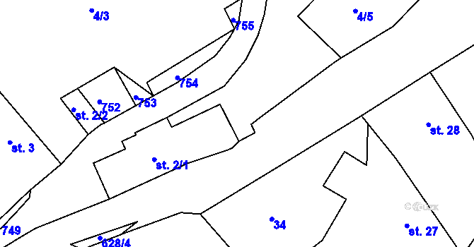 Parcela st. 628/6 v KÚ Smržovice, Katastrální mapa
