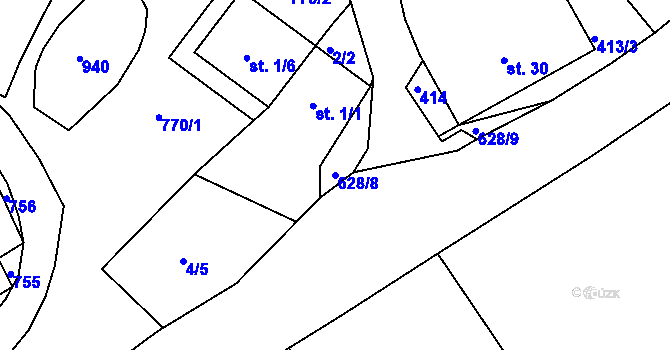 Parcela st. 628/8 v KÚ Smržovice, Katastrální mapa