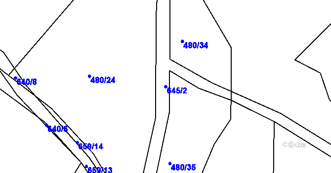 Parcela st. 645/2 v KÚ Smržovice, Katastrální mapa