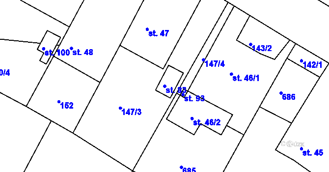 Parcela st. 83 v KÚ Smržovice, Katastrální mapa