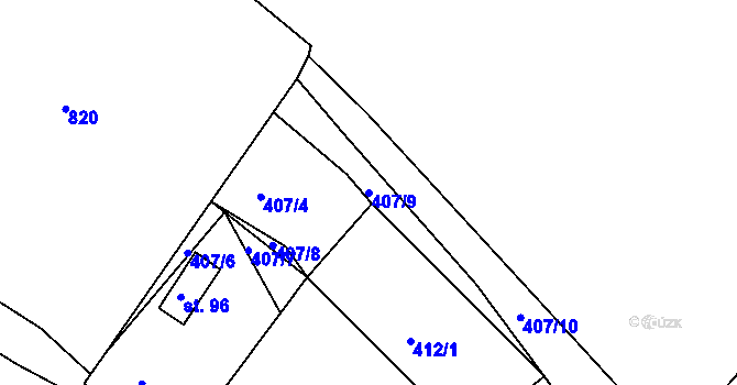 Parcela st. 407/9 v KÚ Smržovice, Katastrální mapa