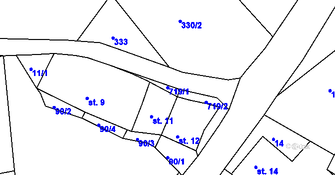 Parcela st. 719/1 v KÚ Smržovice, Katastrální mapa