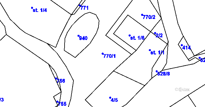 Parcela st. 770/1 v KÚ Smržovice, Katastrální mapa