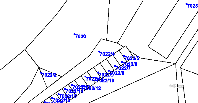Parcela st. 7022/4 v KÚ Jiřetín pod Bukovou, Katastrální mapa