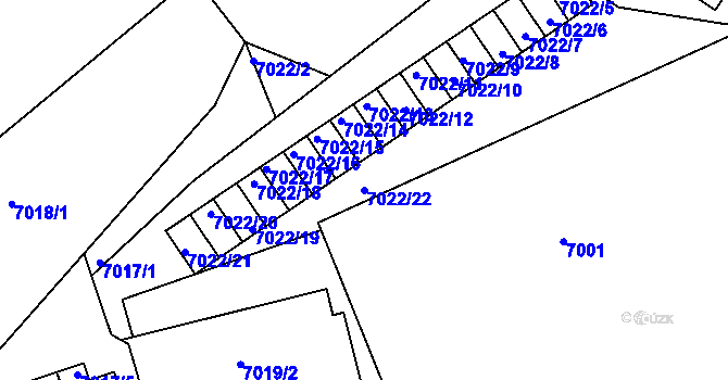 Parcela st. 7022/22 v KÚ Jiřetín pod Bukovou, Katastrální mapa