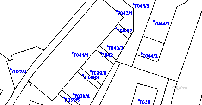 Parcela st. 7042 v KÚ Jiřetín pod Bukovou, Katastrální mapa