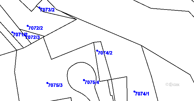 Parcela st. 7074/2 v KÚ Jiřetín pod Bukovou, Katastrální mapa