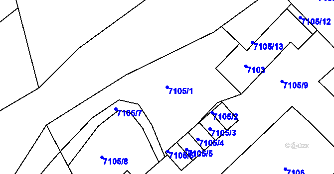 Parcela st. 7105/1 v KÚ Jiřetín pod Bukovou, Katastrální mapa