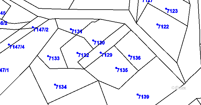 Parcela st. 7129 v KÚ Jiřetín pod Bukovou, Katastrální mapa