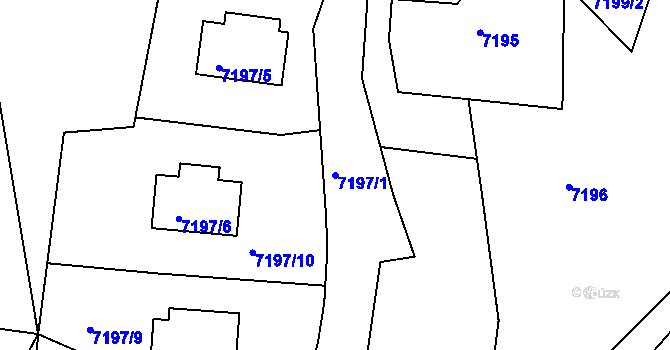 Parcela st. 7197/1 v KÚ Jiřetín pod Bukovou, Katastrální mapa