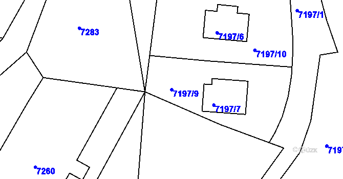 Parcela st. 7197/9 v KÚ Jiřetín pod Bukovou, Katastrální mapa