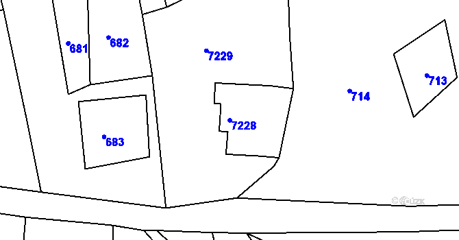 Parcela st. 7228 v KÚ Jiřetín pod Bukovou, Katastrální mapa