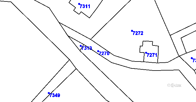 Parcela st. 7270 v KÚ Jiřetín pod Bukovou, Katastrální mapa