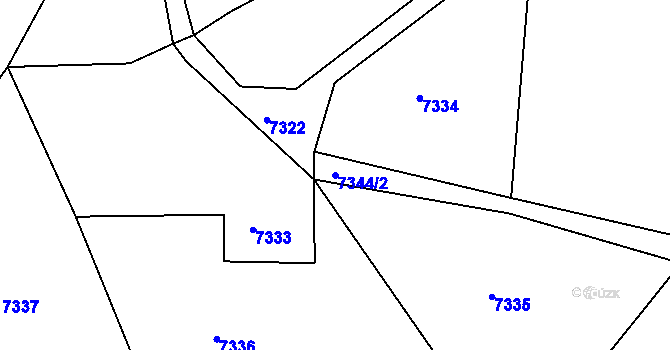 Parcela st. 7344/2 v KÚ Jiřetín pod Bukovou, Katastrální mapa