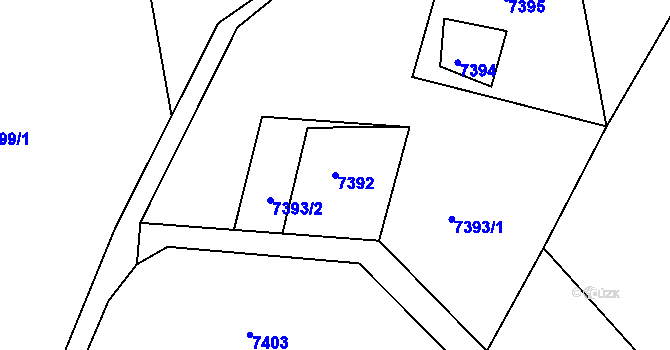 Parcela st. 7392 v KÚ Jiřetín pod Bukovou, Katastrální mapa
