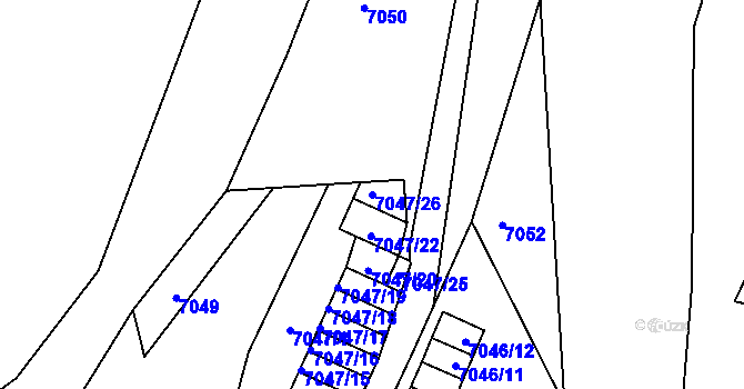 Parcela st. 7047/26 v KÚ Jiřetín pod Bukovou, Katastrální mapa