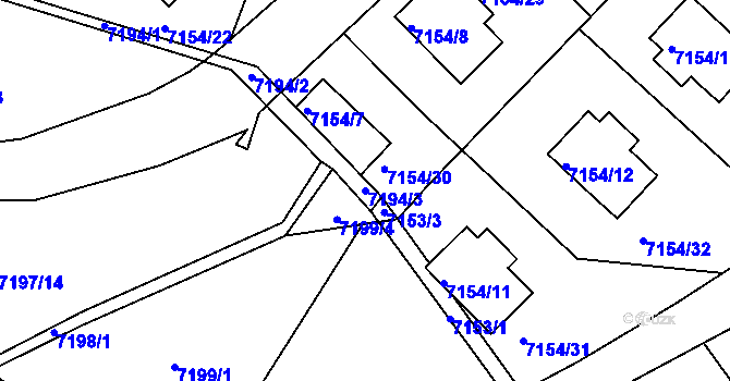 Parcela st. 7194/3 v KÚ Jiřetín pod Bukovou, Katastrální mapa