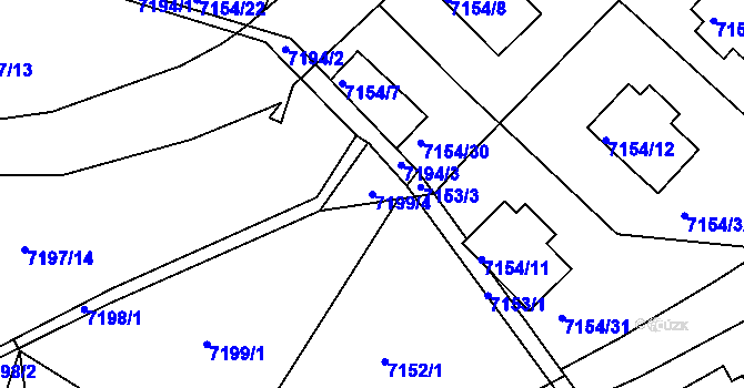 Parcela st. 7199/4 v KÚ Jiřetín pod Bukovou, Katastrální mapa