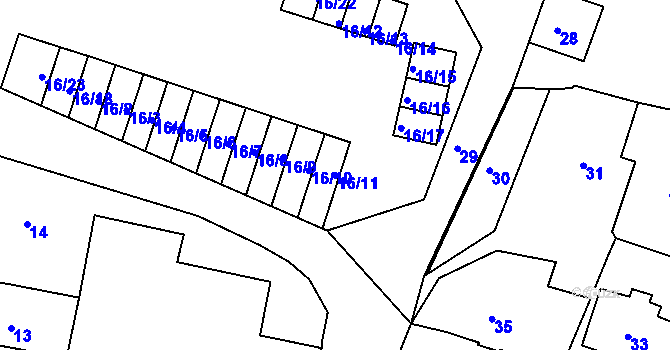 Parcela st. 16/11 v KÚ Smržovka, Katastrální mapa