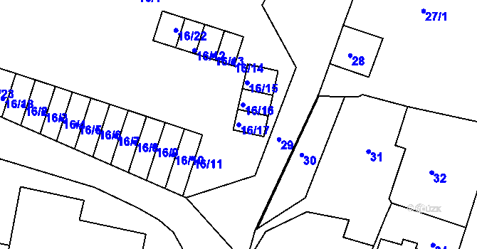 Parcela st. 16/17 v KÚ Smržovka, Katastrální mapa