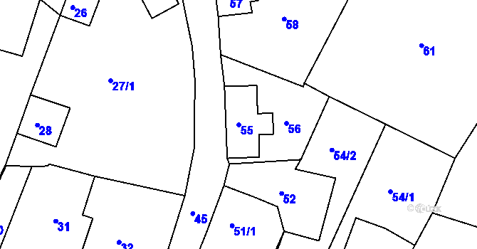 Parcela st. 55 v KÚ Smržovka, Katastrální mapa