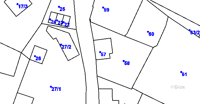 Parcela st. 57 v KÚ Smržovka, Katastrální mapa