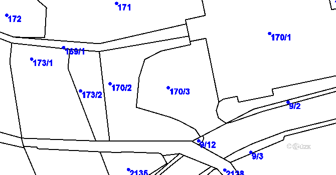 Parcela st. 170/3 v KÚ Smržovka, Katastrální mapa