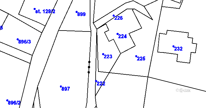 Parcela st. 223 v KÚ Smržovka, Katastrální mapa