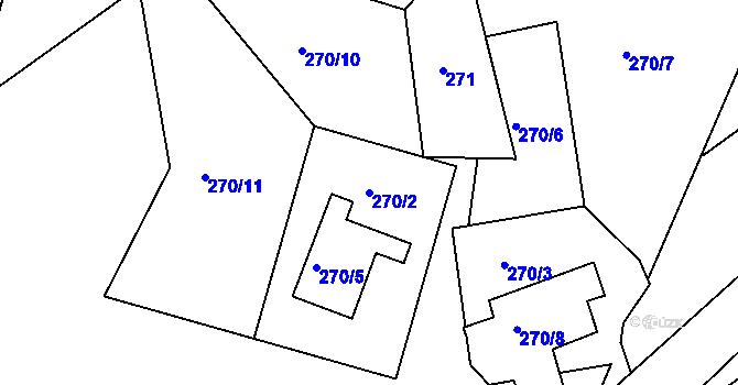Parcela st. 270/2 v KÚ Smržovka, Katastrální mapa