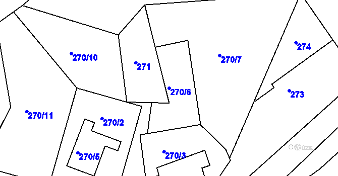 Parcela st. 270/6 v KÚ Smržovka, Katastrální mapa