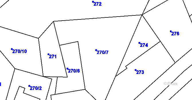 Parcela st. 270/7 v KÚ Smržovka, Katastrální mapa