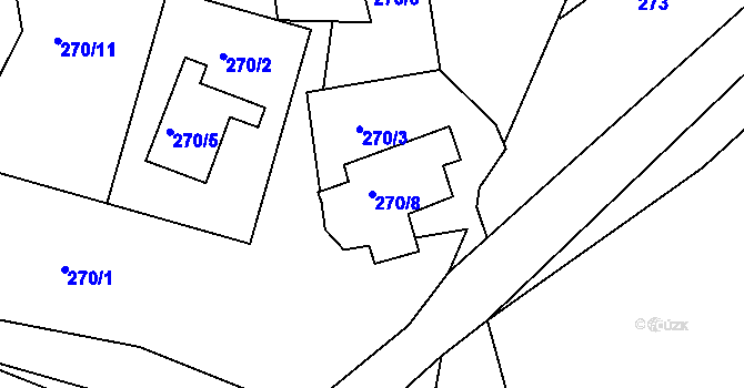Parcela st. 270/8 v KÚ Smržovka, Katastrální mapa