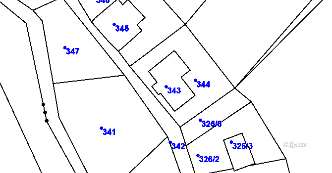 Parcela st. 343 v KÚ Smržovka, Katastrální mapa