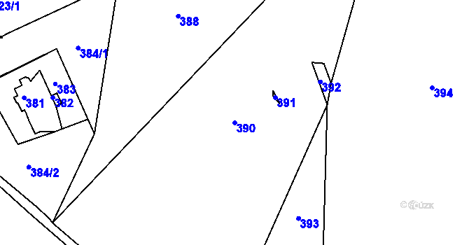Parcela st. 390 v KÚ Smržovka, Katastrální mapa