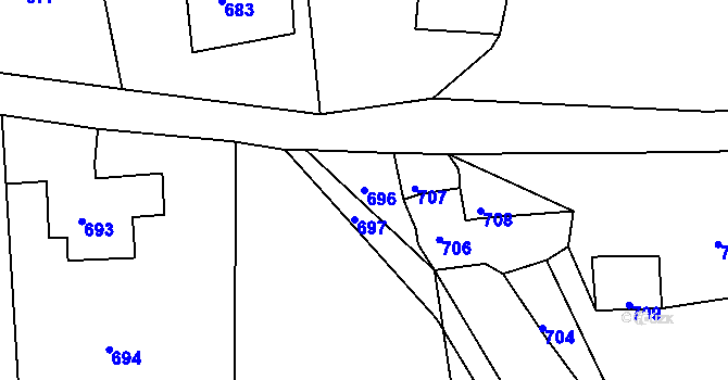 Parcela st. 696 v KÚ Smržovka, Katastrální mapa