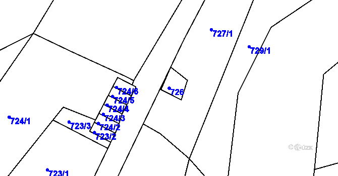 Parcela st. 726 v KÚ Smržovka, Katastrální mapa