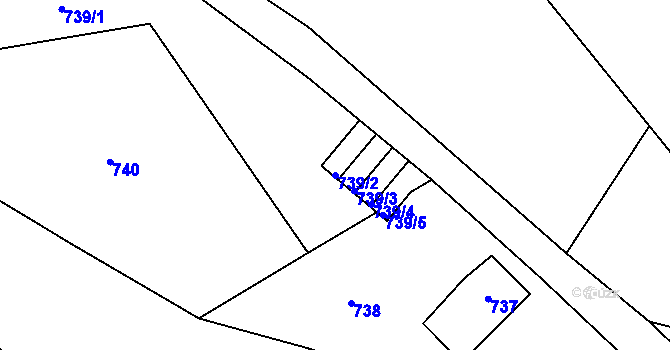 Parcela st. 739/2 v KÚ Smržovka, Katastrální mapa