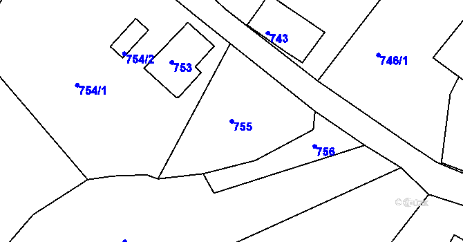 Parcela st. 755 v KÚ Smržovka, Katastrální mapa