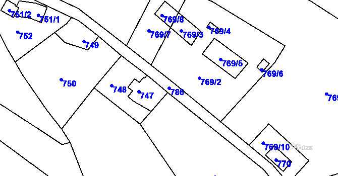 Parcela st. 786 v KÚ Smržovka, Katastrální mapa