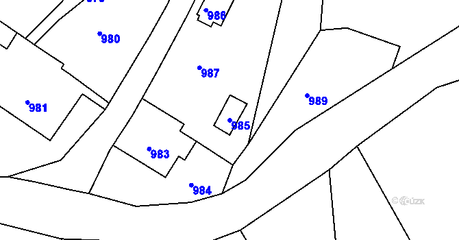 Parcela st. 985 v KÚ Smržovka, Katastrální mapa